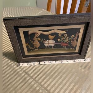 Folk Art Framed Sheep & Bunnies Wall Art - Neutral Tones